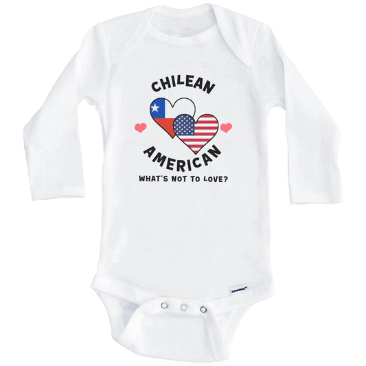 Chilean American What's Not To Love Heart Flags Baby Bodysuit (Long Sleeves)