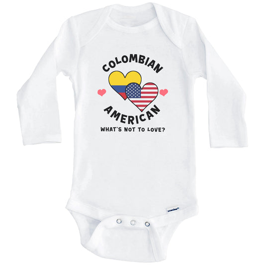 Colombian American What's Not To Love Heart Flags Baby Bodysuit (Long Sleeves)