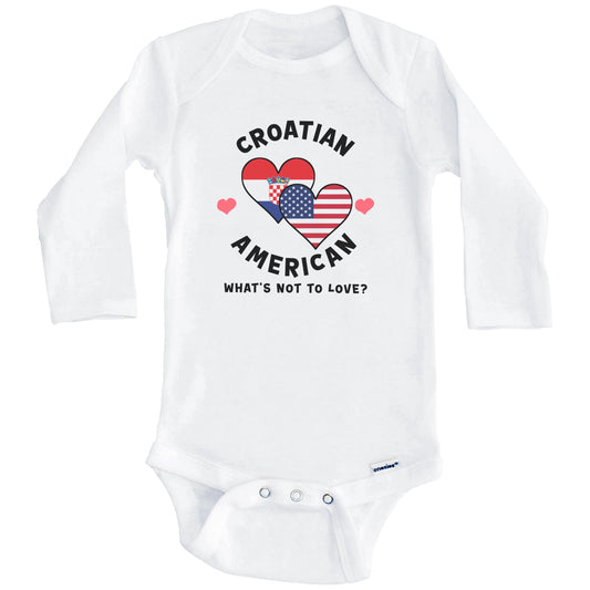 Croatian American What's Not To Love Heart Flags Baby Bodysuit (Long Sleeves)