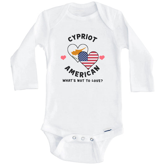 Cypriot American What's Not To Love Heart Flags Baby Bodysuit (Long Sleeves)