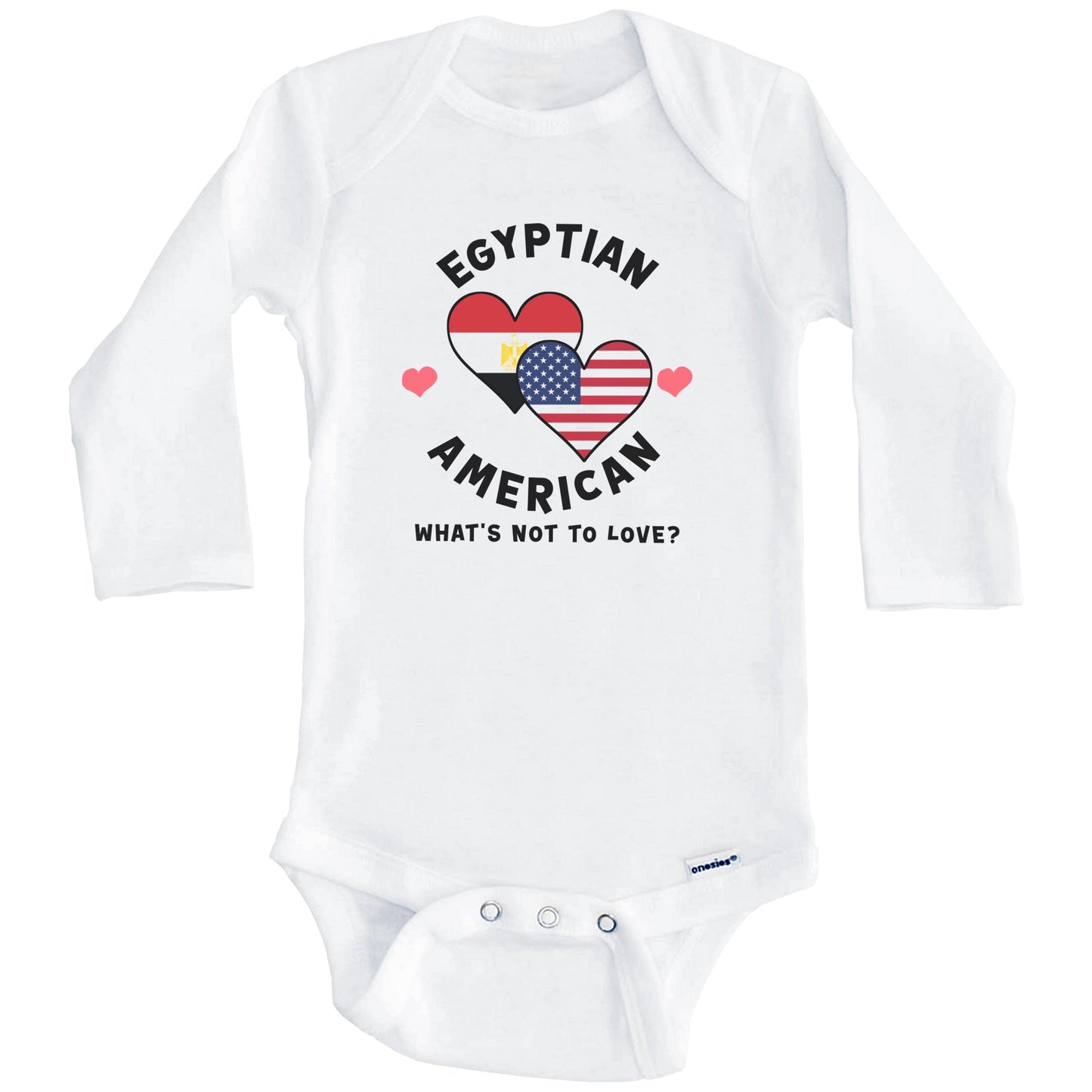 Egyptian American What's Not To Love Heart Flags Baby Bodysuit (Long Sleeves)