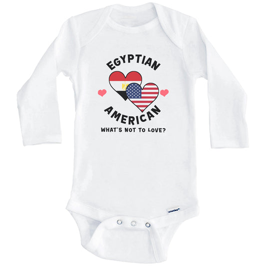 Egyptian American What's Not To Love Heart Flags Baby Bodysuit (Long Sleeves)