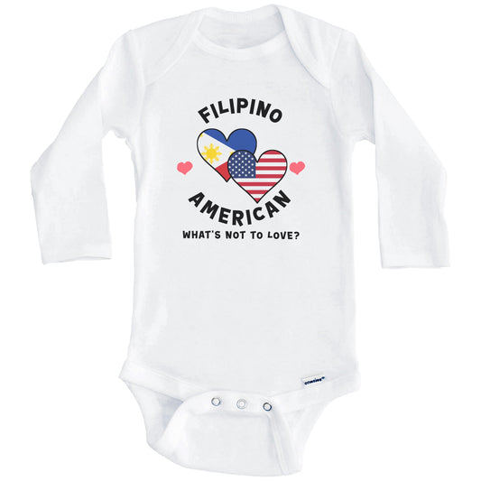 Filipino American What's Not To Love Heart Flags Baby Bodysuit (Long Sleeves)