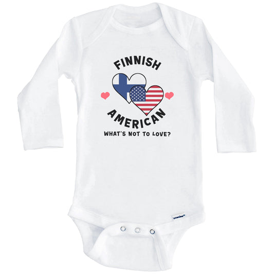 Finnish American What's Not To Love Heart Flags Baby Bodysuit (Long Sleeves)