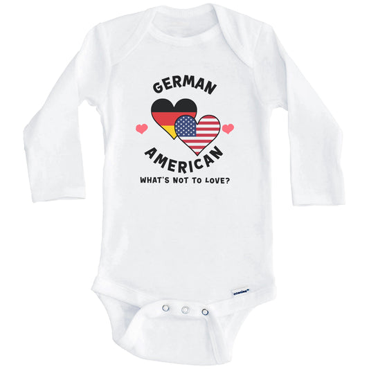 German American What's Not To Love Heart Flags Baby Bodysuit (Long Sleeves)