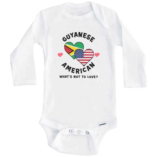 Guyanese American What's Not To Love Heart Flags Baby Bodysuit (Long Sleeves)