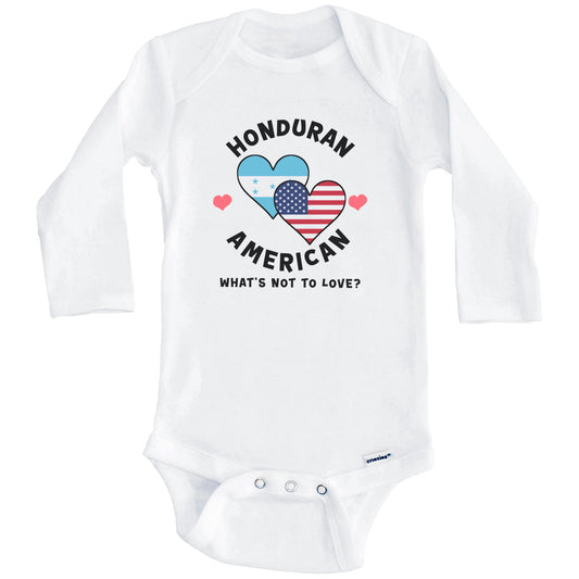 Honduran American What's Not To Love Heart Flags Baby Bodysuit (Long Sleeves)