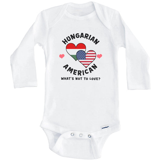 Hungarian American What's Not To Love Heart Flags Baby Bodysuit (Long Sleeves)