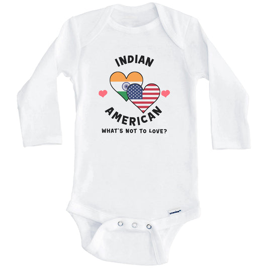 Indian American What's Not To Love Heart Flags Baby Bodysuit (Long Sleeves)