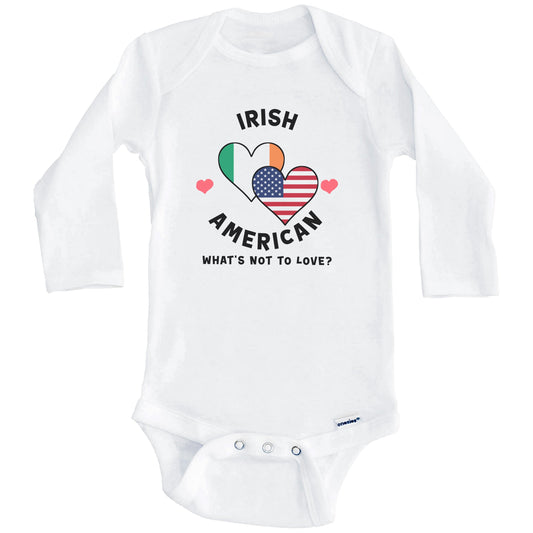 Irish American What's Not To Love Heart Flags Baby Bodysuit (Long Sleeves)