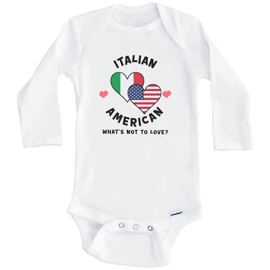 Italian American What's Not To Love Heart Flags Baby Bodysuit (Long Sleeves)