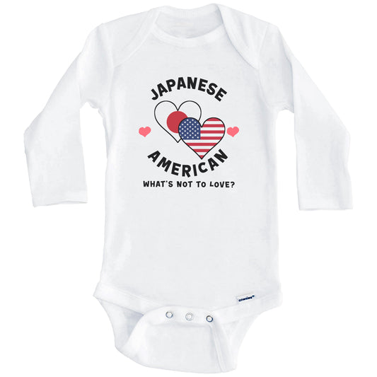 Japanese American What's Not To Love Heart Flags Baby Bodysuit (Long Sleeves)