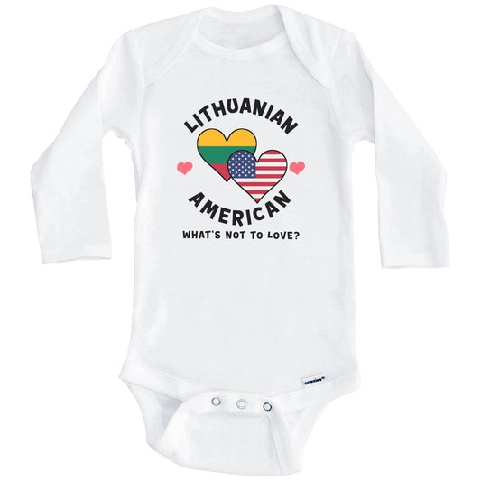 Lithuanian American What's Not To Love Heart Flags Baby Bodysuit (Long Sleeves)