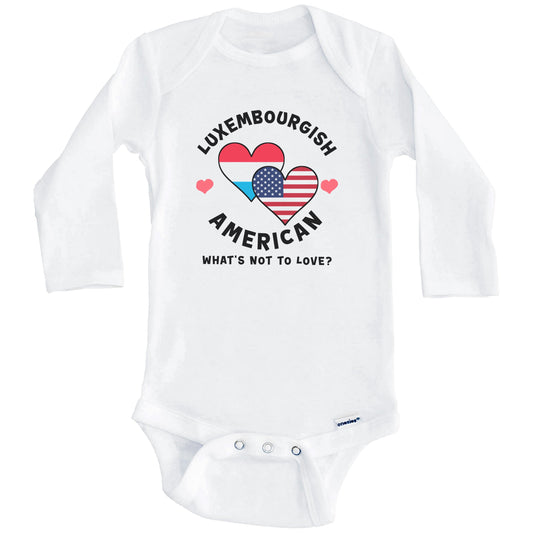 Luxembourgish American What's Not To Love Heart Flags Baby Bodysuit (Long Sleeves)