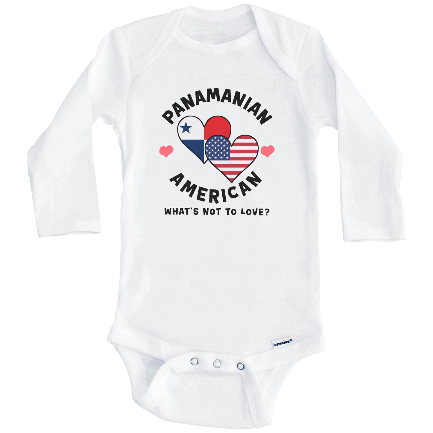 Panamanian American What's Not To Love Heart Flags Baby Bodysuit (Long Sleeves)