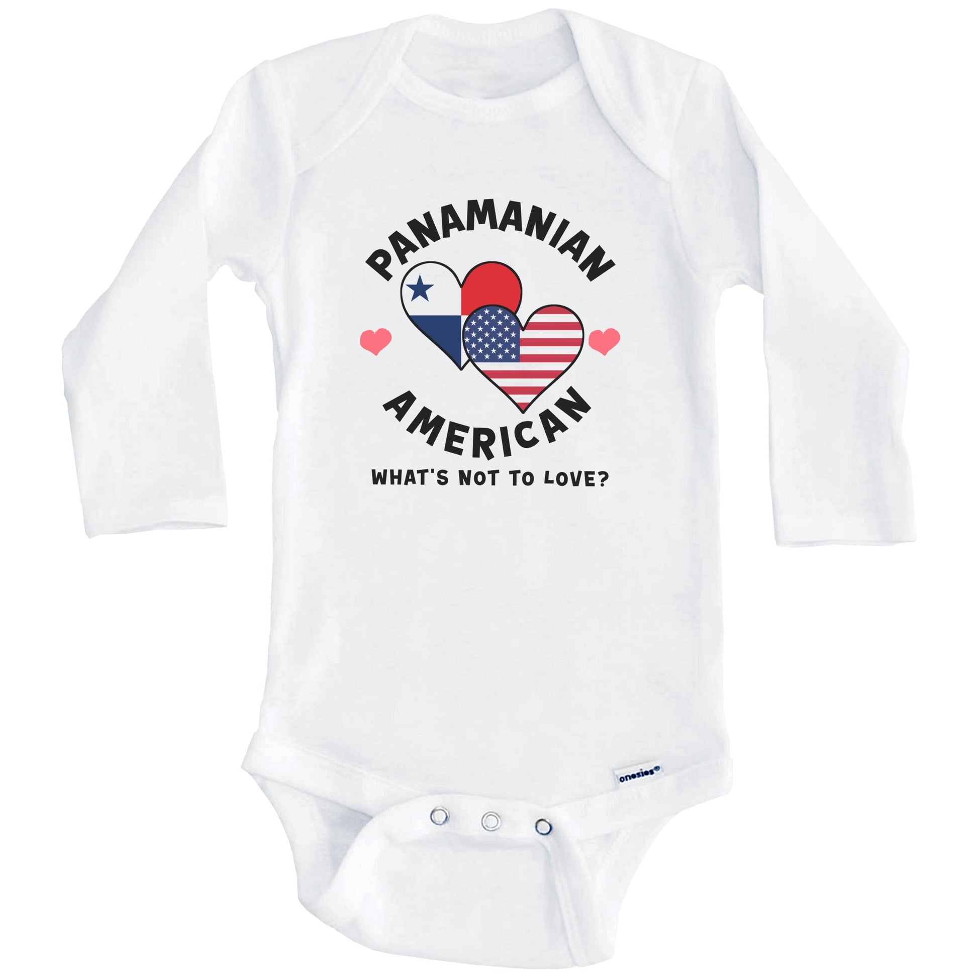 Panamanian American What's Not To Love Heart Flags Baby Bodysuit (Long Sleeves)