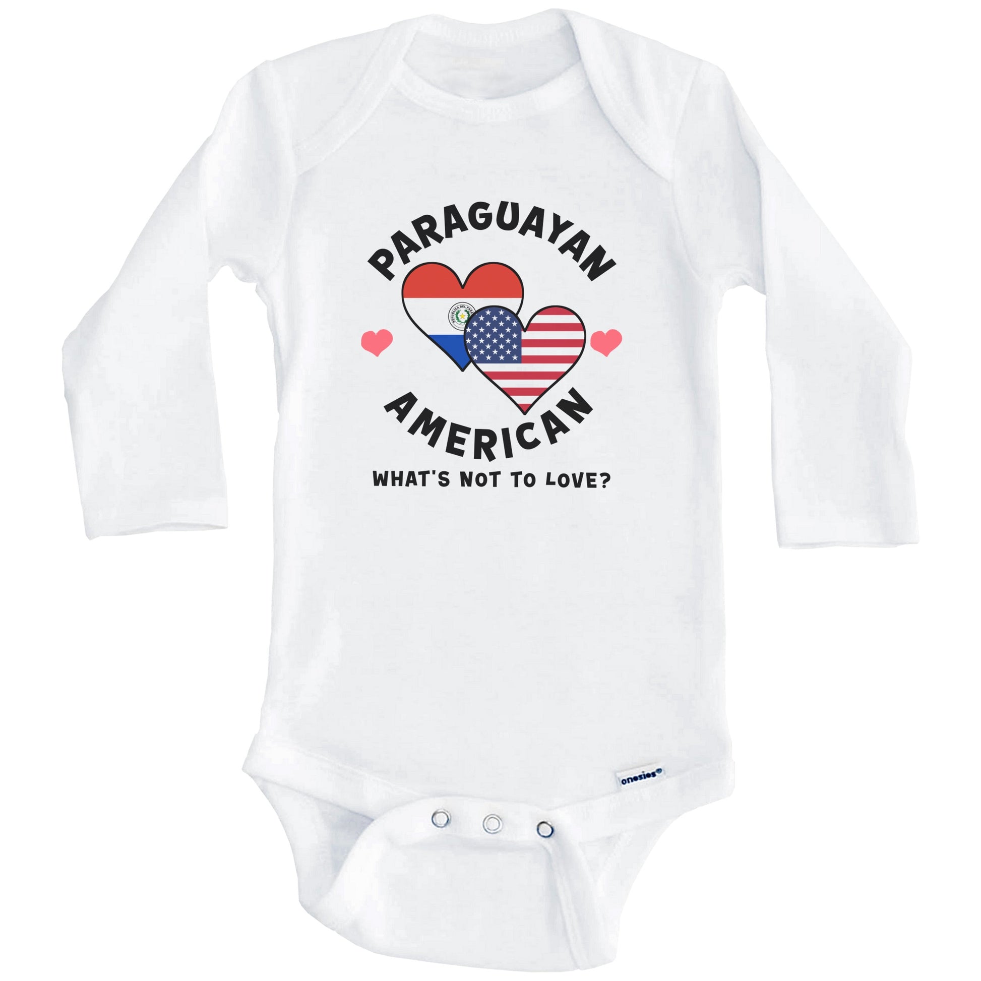 Paraguayan American What's Not To Love Heart Flags Baby Bodysuit (Long Sleeves)