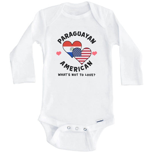 Paraguayan American What's Not To Love Heart Flags Baby Bodysuit (Long Sleeves)