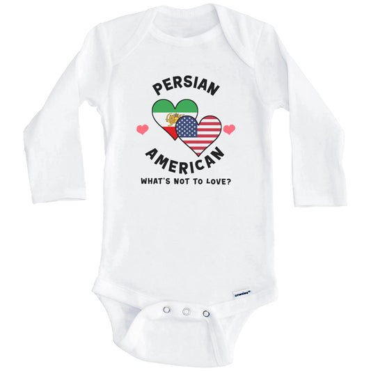 Persian American What's Not To Love Heart Flags Baby Bodysuit (Long Sleeves)