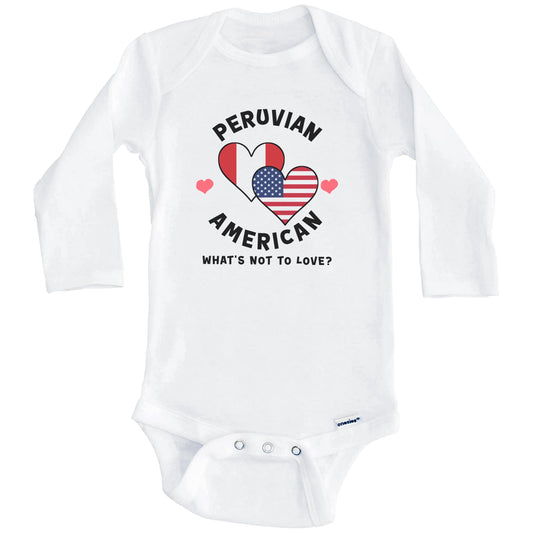 Peruvian American What's Not To Love Heart Flags Baby Bodysuit (Long Sleeves)