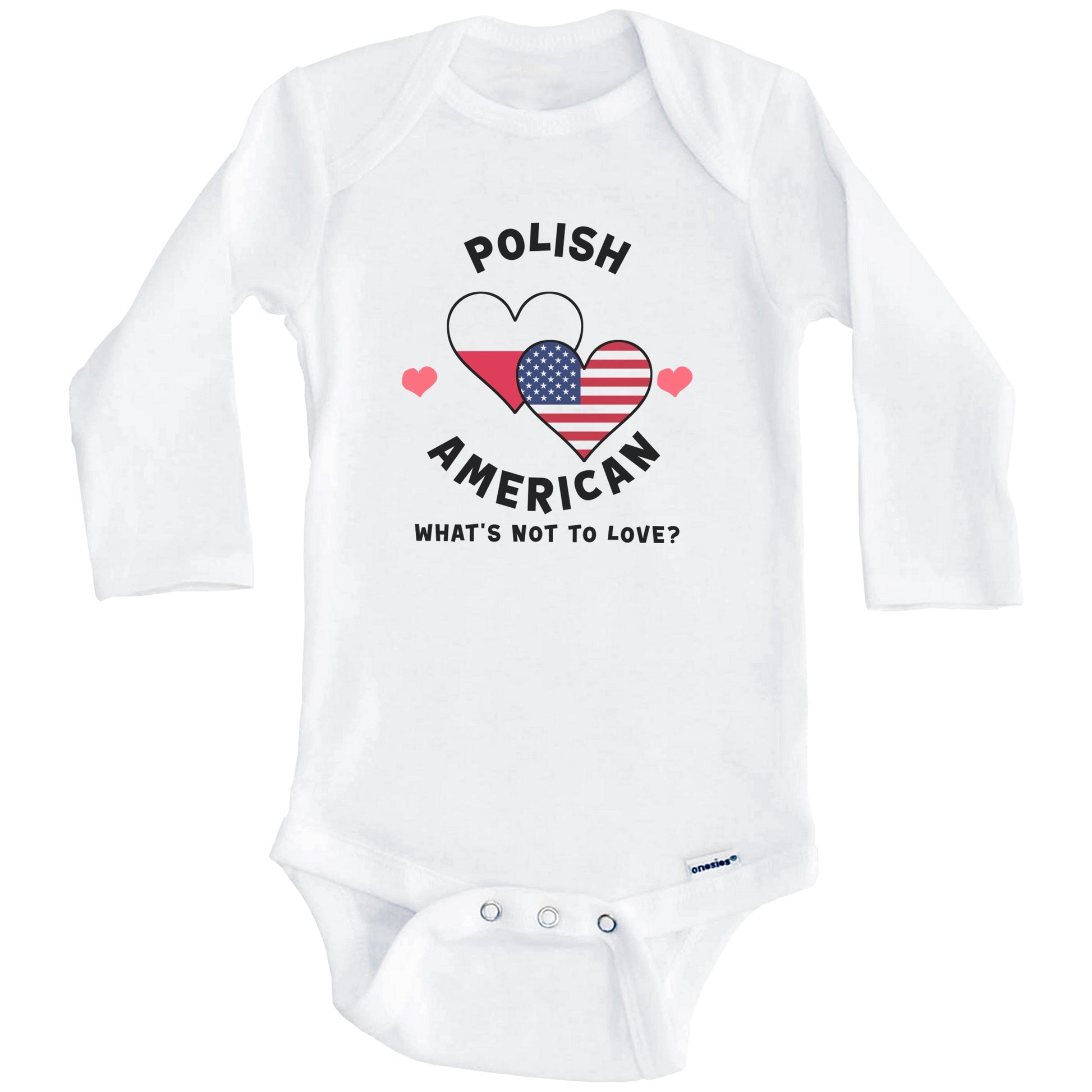 Polish American What's Not To Love Heart Flags Baby Bodysuit (Long Sleeves)