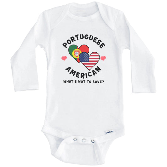 Portuguese American What's Not To Love Heart Flags Baby Bodysuit (Long Sleeves)