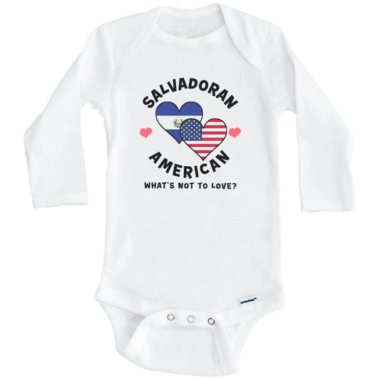 Salvadoran American What's Not To Love Heart Flags Baby Bodysuit (Long Sleeves)