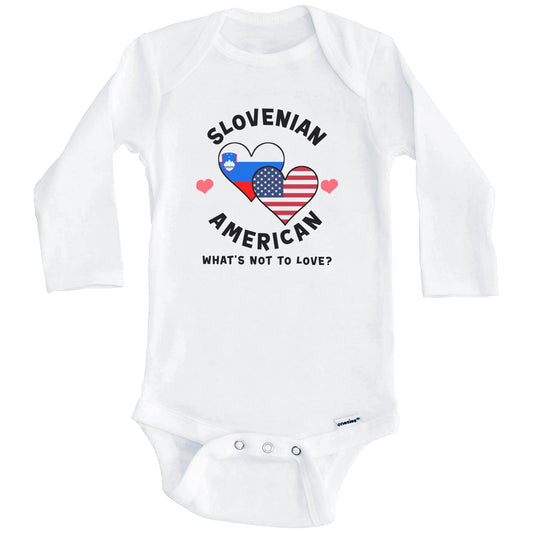 Slovenian American What's Not To Love Heart Flags Baby Bodysuit (Long Sleeves)