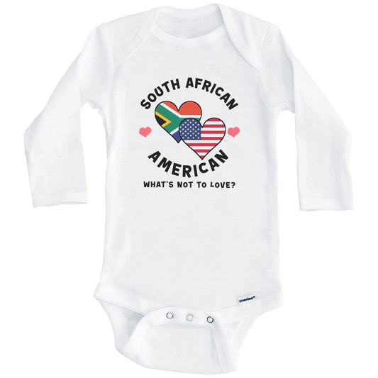 South African American What's Not To Love Heart Flags Baby Bodysuit (Long Sleeves)