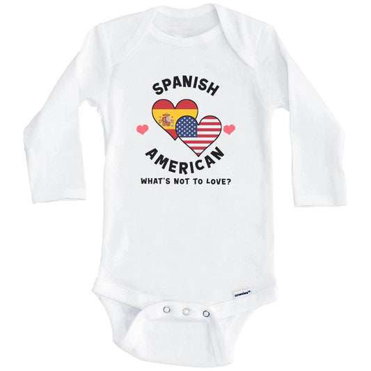 Spanish American What's Not To Love Heart Flags Baby Bodysuit (Long Sleeves)