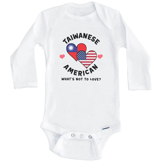 Taiwanese American What's Not To Love Heart Flags Baby Bodysuit (Long Sleeves)