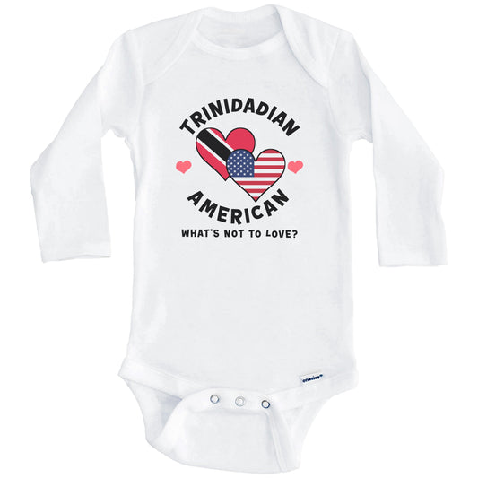 Trinidadian American What's Not To Love Heart Flags Baby Bodysuit (Long Sleeves)