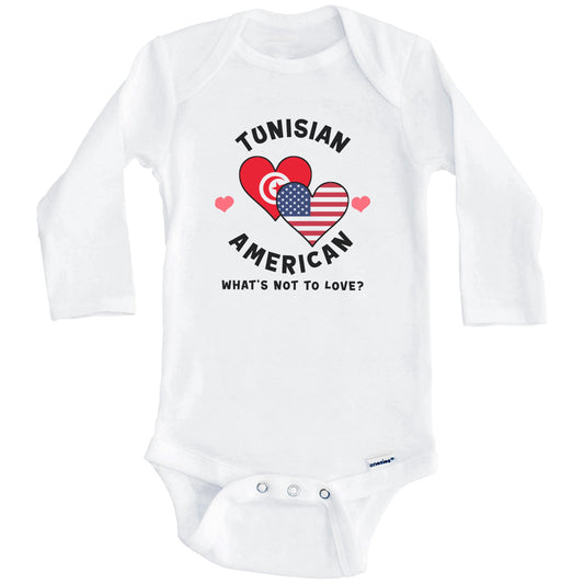 Tunisian American What's Not To Love Heart Flags Baby Bodysuit (Long Sleeves)