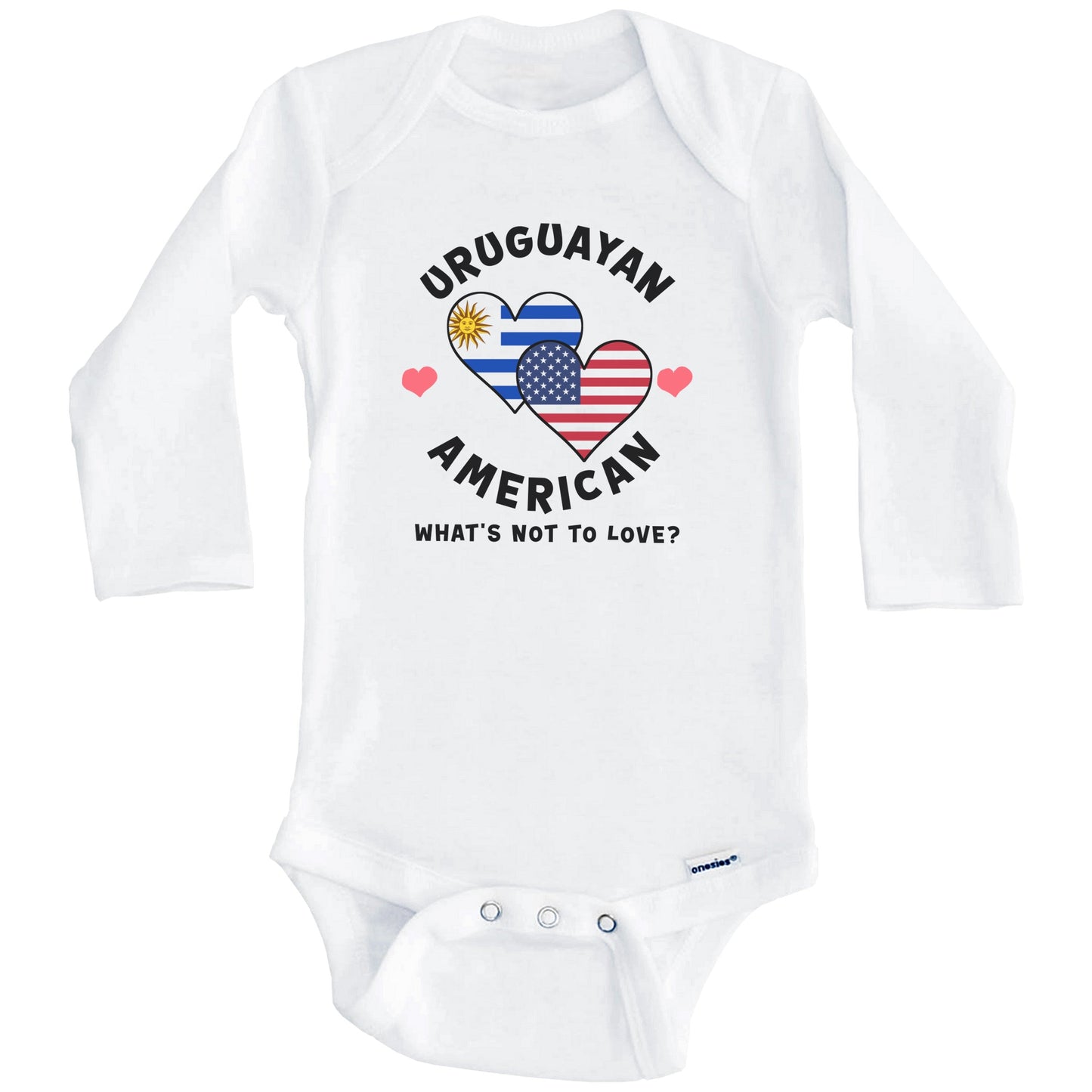 Uruguayan American What's Not To Love Heart Flags Baby Bodysuit (Long Sleeves)