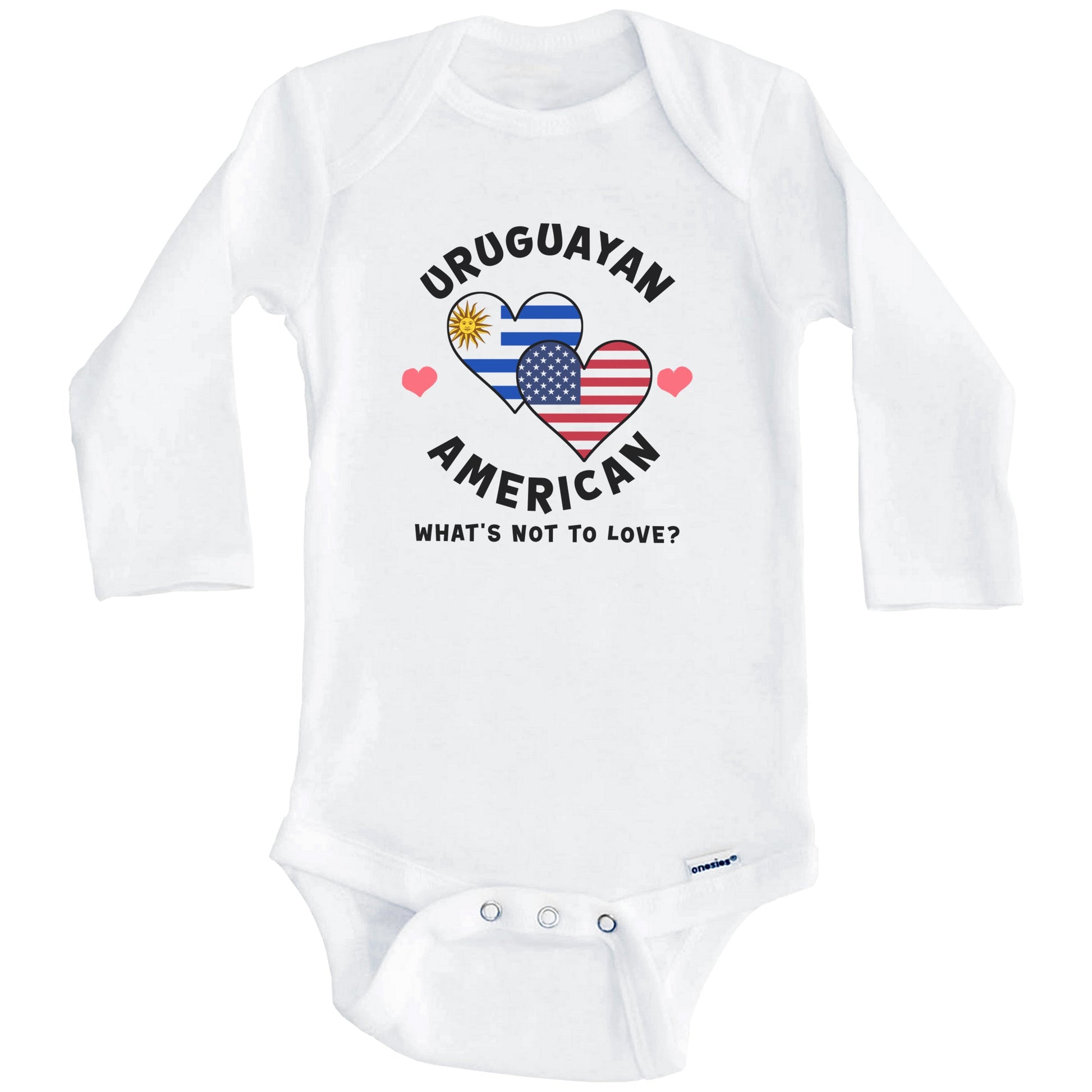 Uruguayan American What's Not To Love Heart Flags Baby Bodysuit (Long Sleeves)