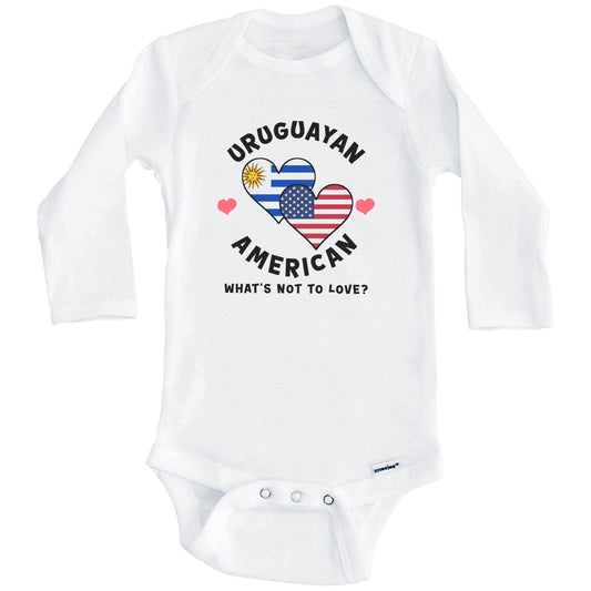 Uruguayan American What's Not To Love Heart Flags Baby Bodysuit (Long Sleeves)