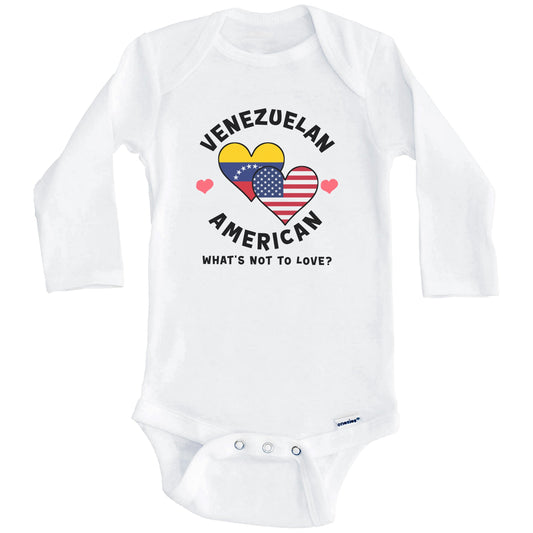 Venezuelan American What's Not To Love Heart Flags Baby Bodysuit (Long Sleeves)