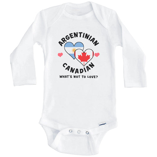 Argentinian Canadian What's Not To Love Heart Flags Baby Bodysuit (Long Sleeves)