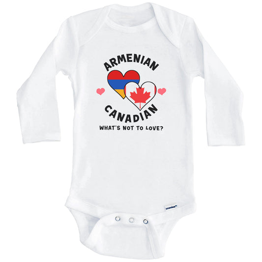 Armenian Canadian What's Not To Love Heart Flags Baby Bodysuit (Long Sleeves)