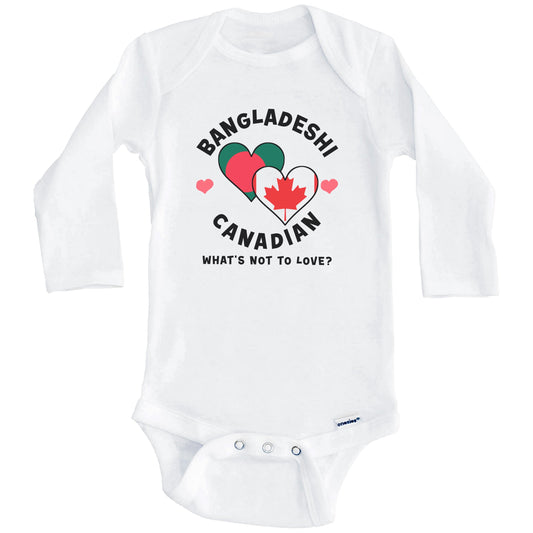 Bangladeshi Canadian What's Not To Love Heart Flags Baby Bodysuit (Long Sleeves)