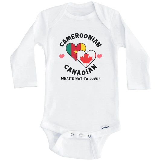 Cameroonian Canadian What's Not To Love Heart Flags Baby Bodysuit (Long Sleeves)