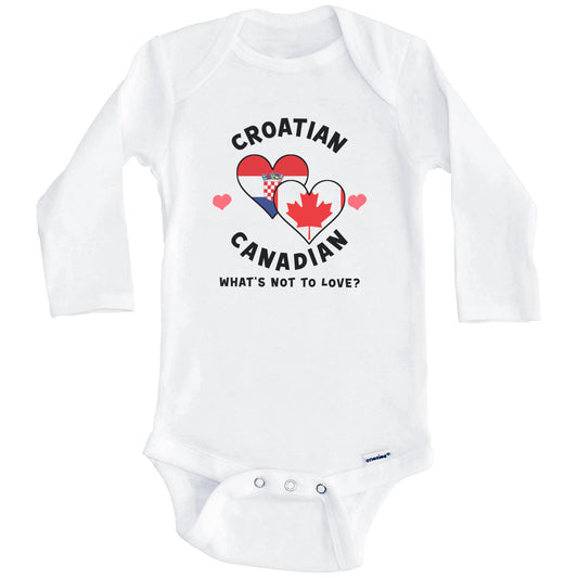 Croatian Canadian What's Not To Love Heart Flags Baby Bodysuit (Long Sleeves)