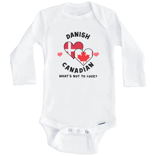 Danish Canadian What's Not To Love Heart Flags Baby Bodysuit (Long Sleeves)