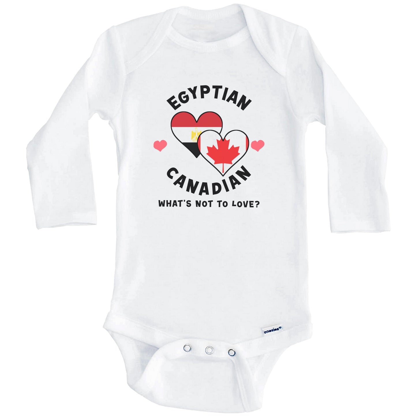 Egyptian Canadian What's Not To Love Heart Flags Baby Bodysuit (Long Sleeves)