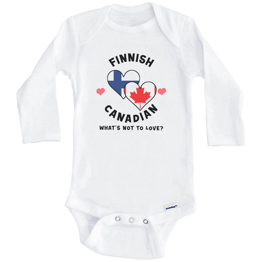 Finnish Canadian What's Not To Love Heart Flags Baby Bodysuit (Long Sleeves)