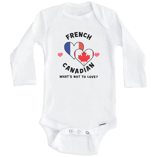 French Canadian What's Not To Love Heart Flags Baby Bodysuit (Long Sleeves)