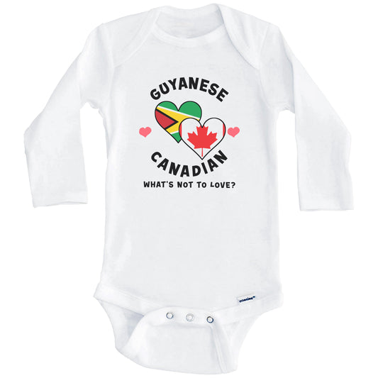 Guyanese Canadian What's Not To Love Heart Flags Baby Bodysuit (Long Sleeves)