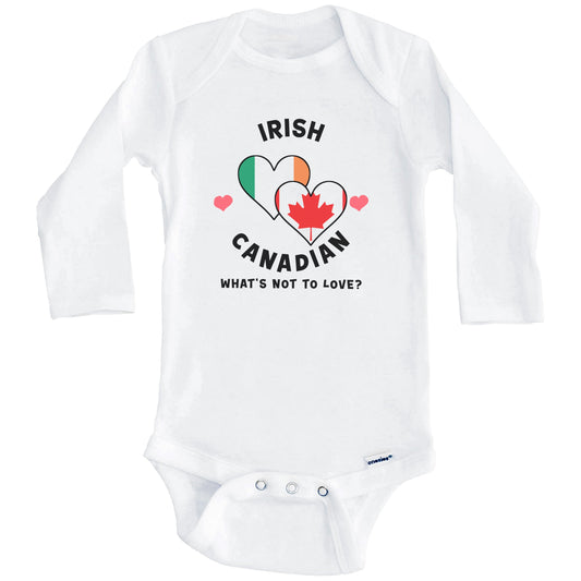 Irish Canadian What's Not To Love Heart Flags Baby Bodysuit (Long Sleeves)