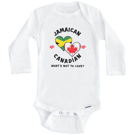 Jamaican Canadian What's Not To Love Heart Flags Baby Bodysuit (Long Sleeves)