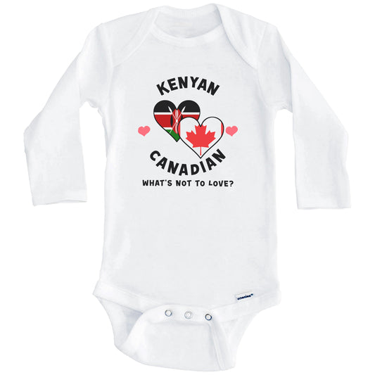 Kenyan Canadian What's Not To Love Heart Flags Baby Bodysuit (Long Sleeves)